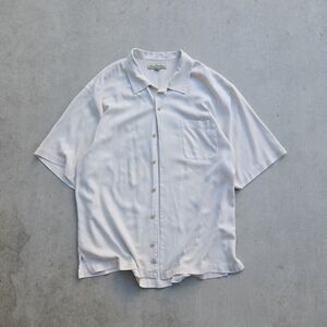 Tommy bahama cream solid color short sleeve button up shirt size XL 100% silk